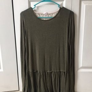 Dark green tunic top with long sleeves